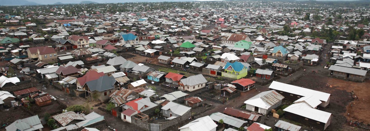 Aerial view of Goma, Nord Kivu, DRC from 2014. In early 2025, the rebel group M23 captured Goma, the regional hub of the Eastern DRC. Image courtesy of MONUSCO/Wikimedia Commons (CC BY-NC 2.0)