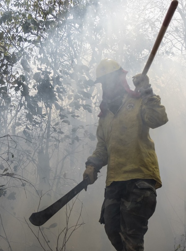 Emergency Funding providing by SAF assists partner Natura Bolivia, with Fire fighting efforts, by Marcelo Perez del Carpio